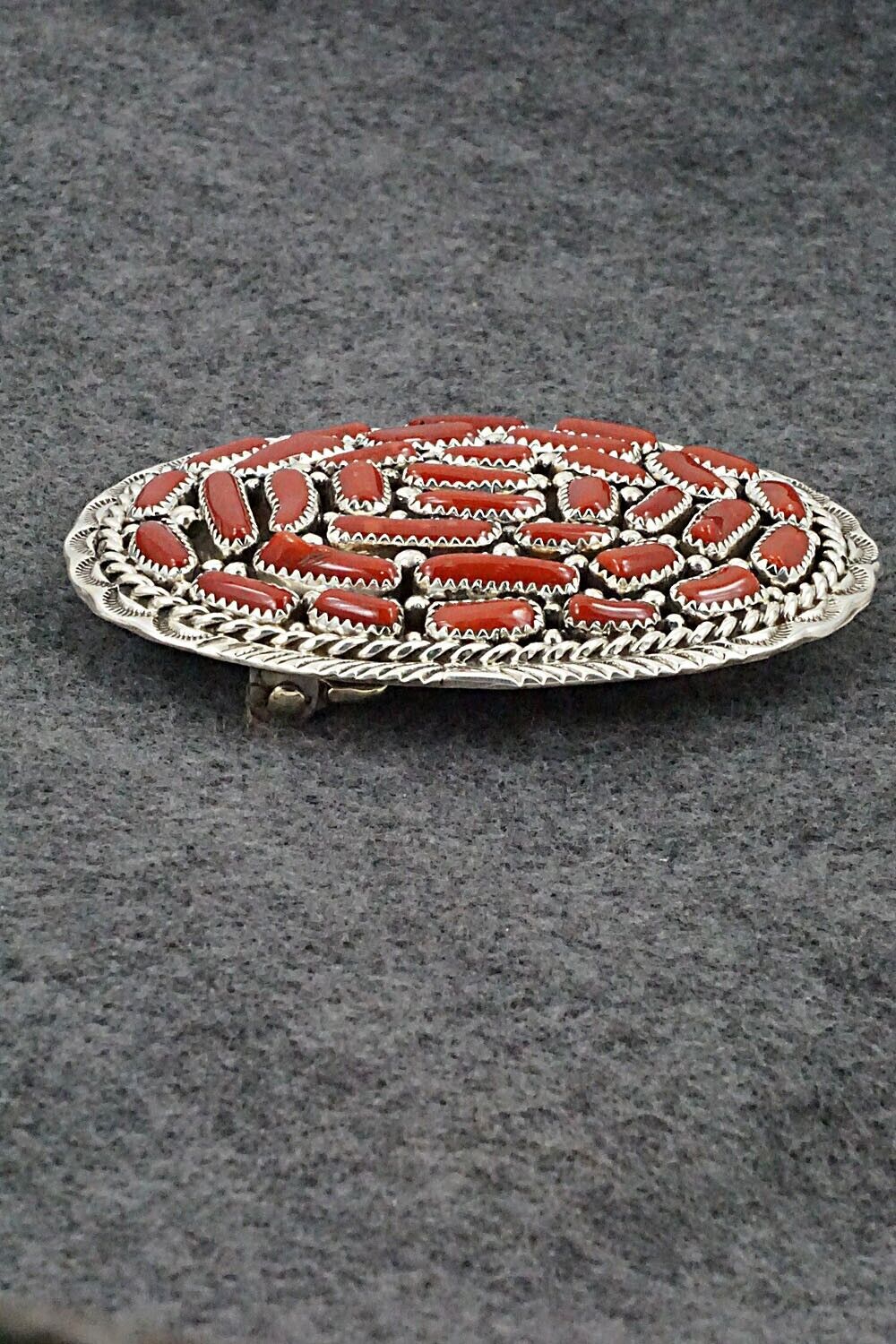 Coral & Sterling Silver Belt Buckle - Marlene Haley - Image 5