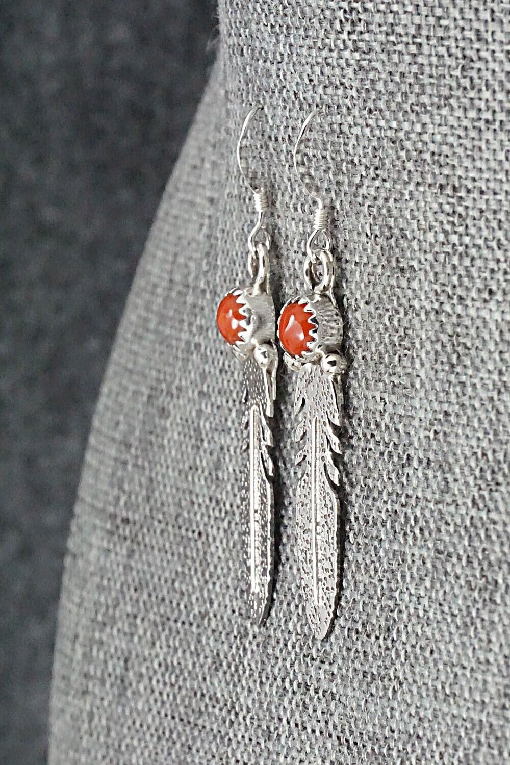 Coral & Sterling Silver Earrings - Rita Largo - Image 3