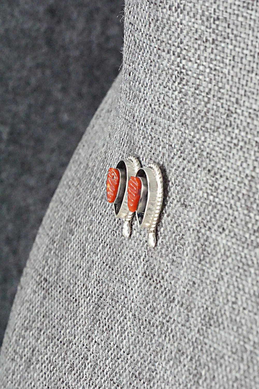 Coral & Sterling Silver Earrings - Shirley Walela - Image 3