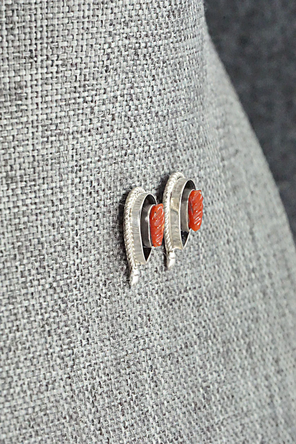 Coral & Sterling Silver Earrings - Shirley Walela - Image 5