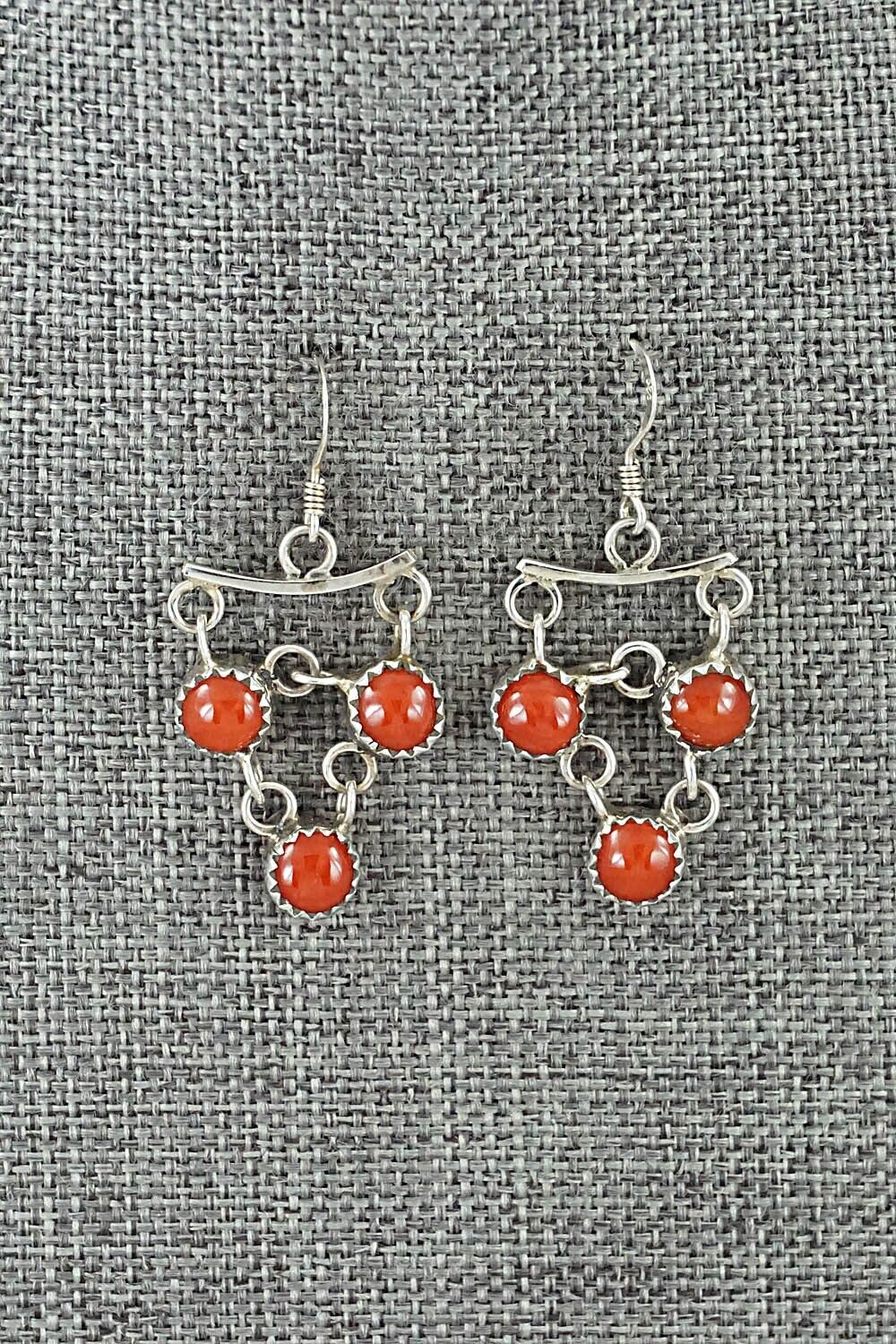 Coral & Sterling Silver Necklace and Earrings Set - Anthony Skeets - Image 5