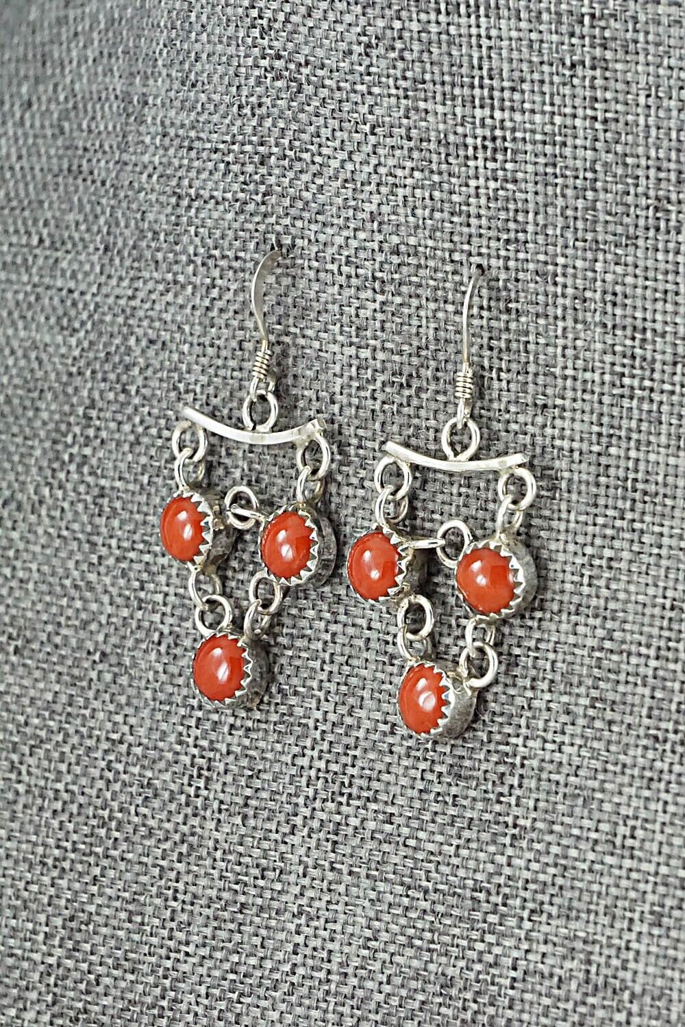 Coral & Sterling Silver Necklace and Earrings Set - Anthony Skeets - Image 6