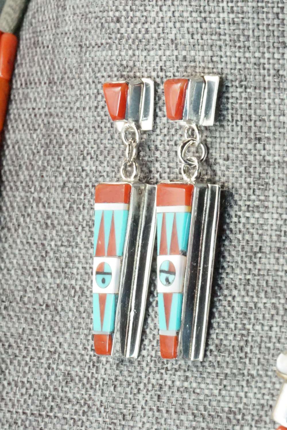 Coral & Sterling Silver Necklace and Earrings Set - Patty Edaakie - Image 9