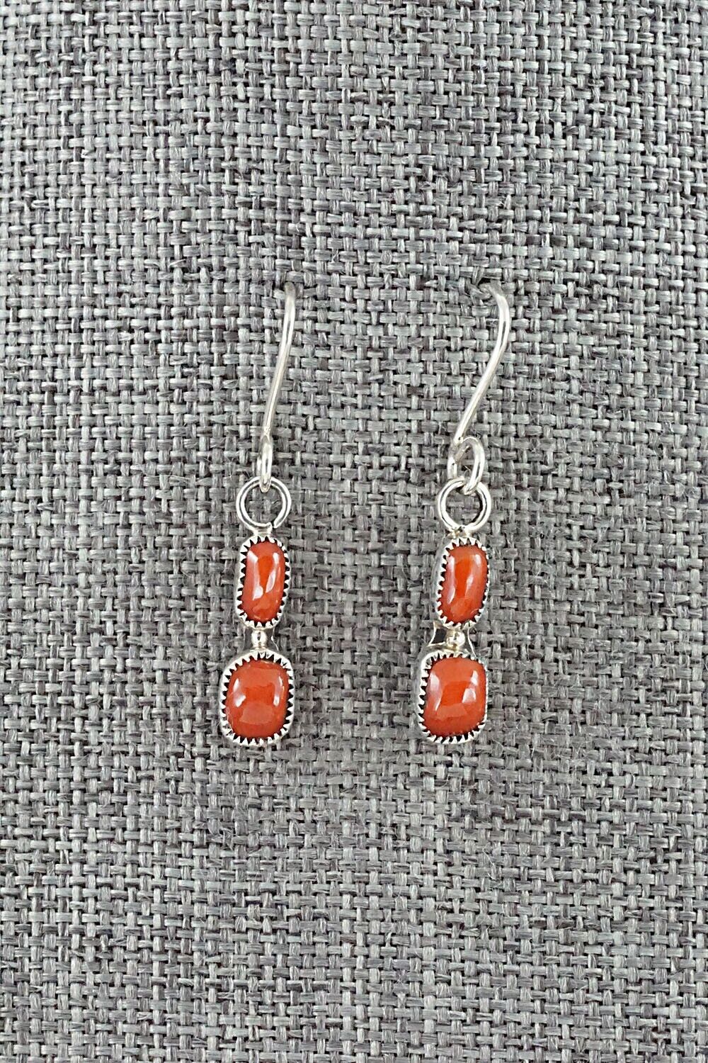 Coral & Sterling Silver Necklace and Earrings Set - Smokey Gchachu - Image 7