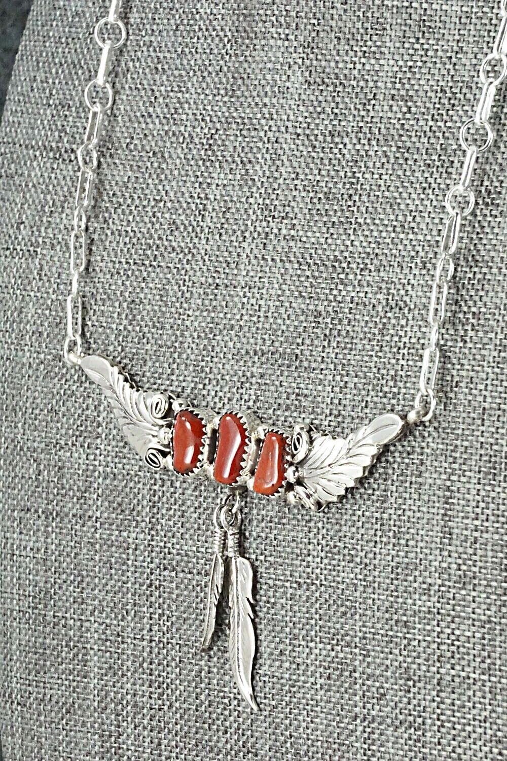 Coral & Sterling Silver Necklace - Sadie Jim - Image 3