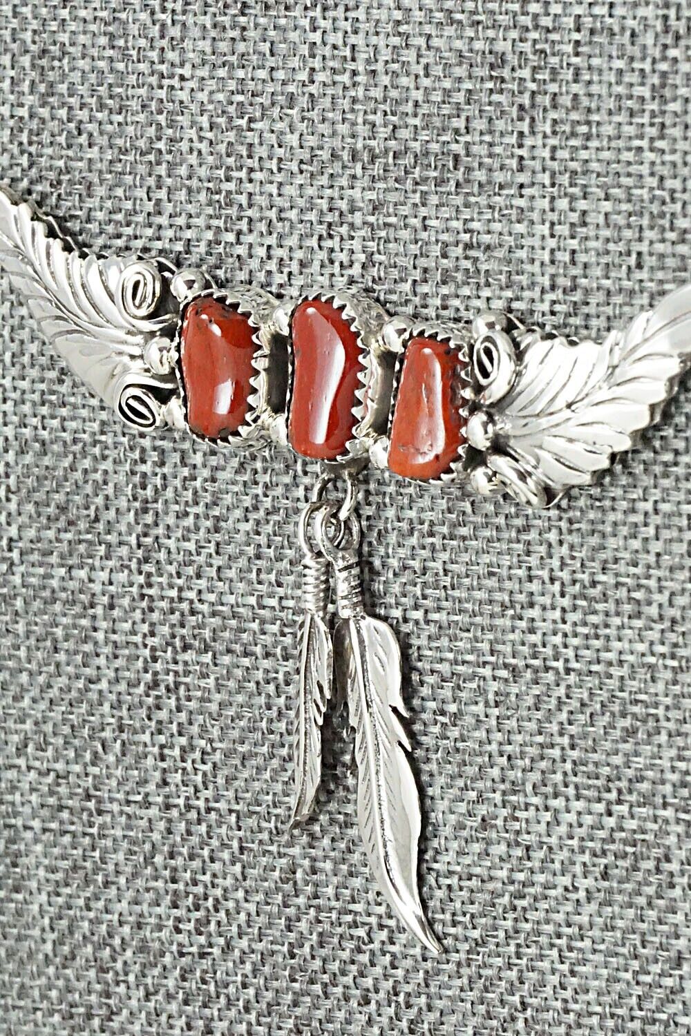 Coral & Sterling Silver Necklace - Sadie Jim - Image 4