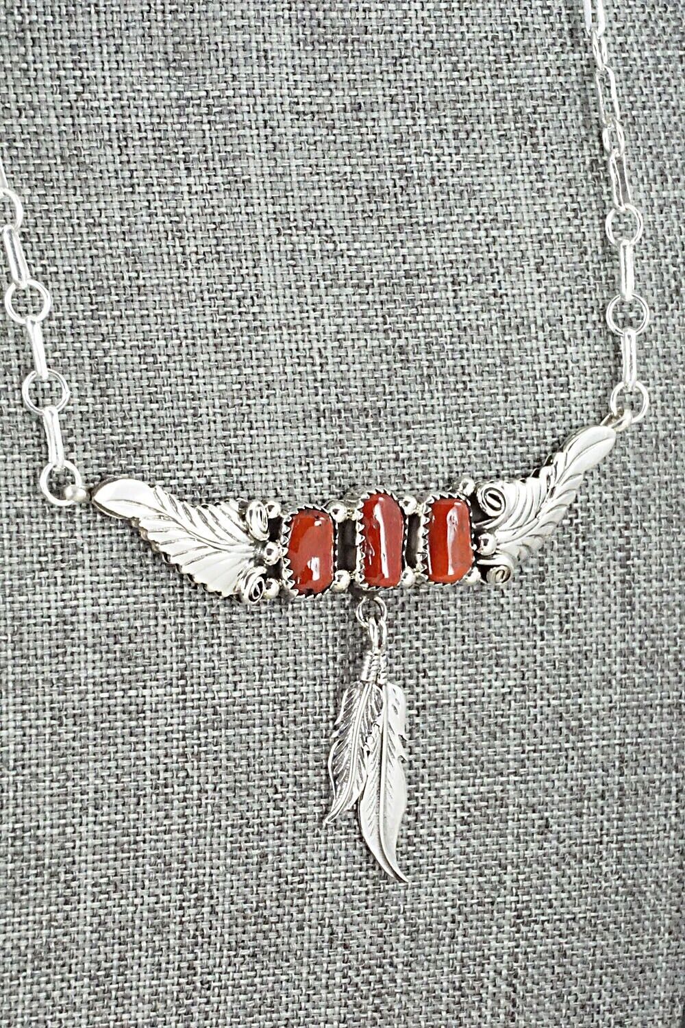 Coral & Sterling Silver Necklace - Sadie Jim - Image 5