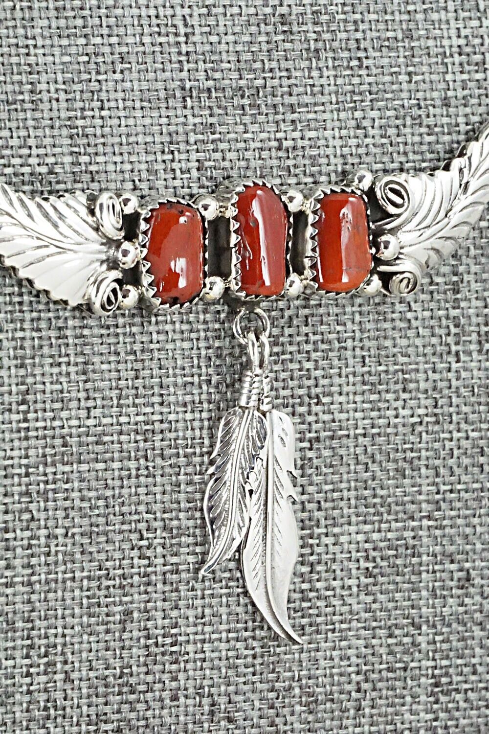 Coral & Sterling Silver Necklace - Sadie Jim - Image 6