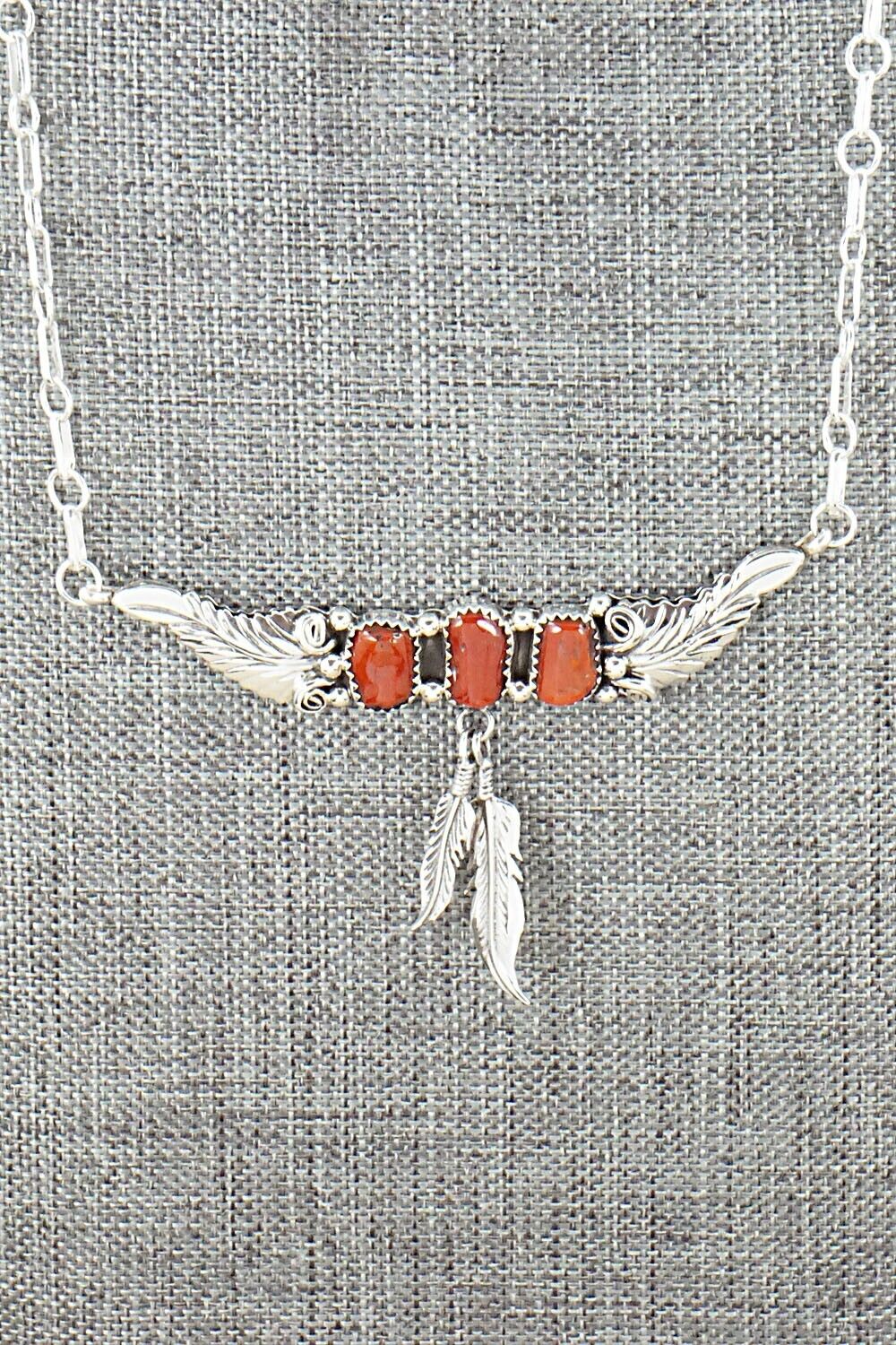 Coral & Sterling Silver Necklace - Sadie Jim - Image 8