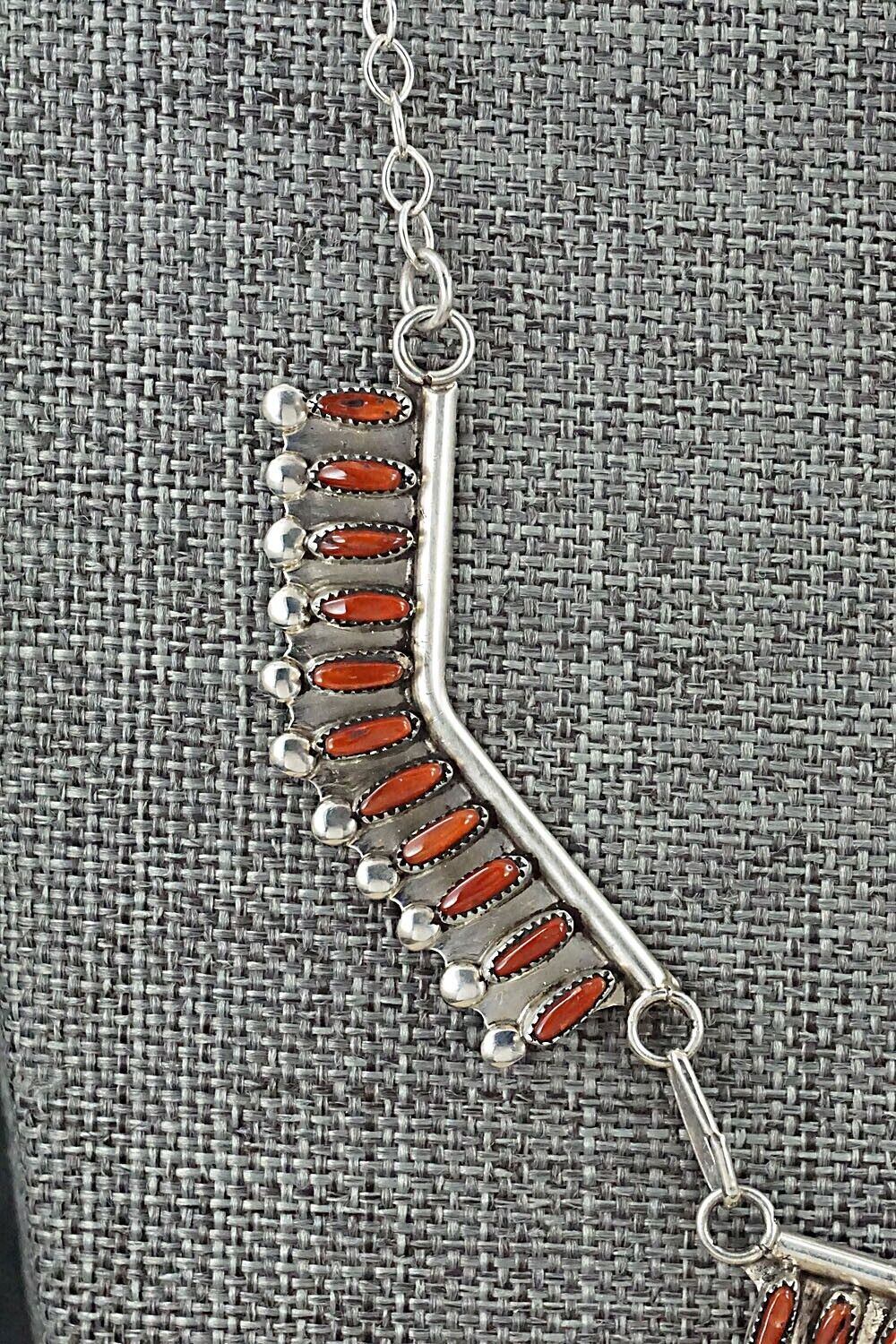 Coral & Sterling Silver Necklace Set - M. Solomon - Image 4