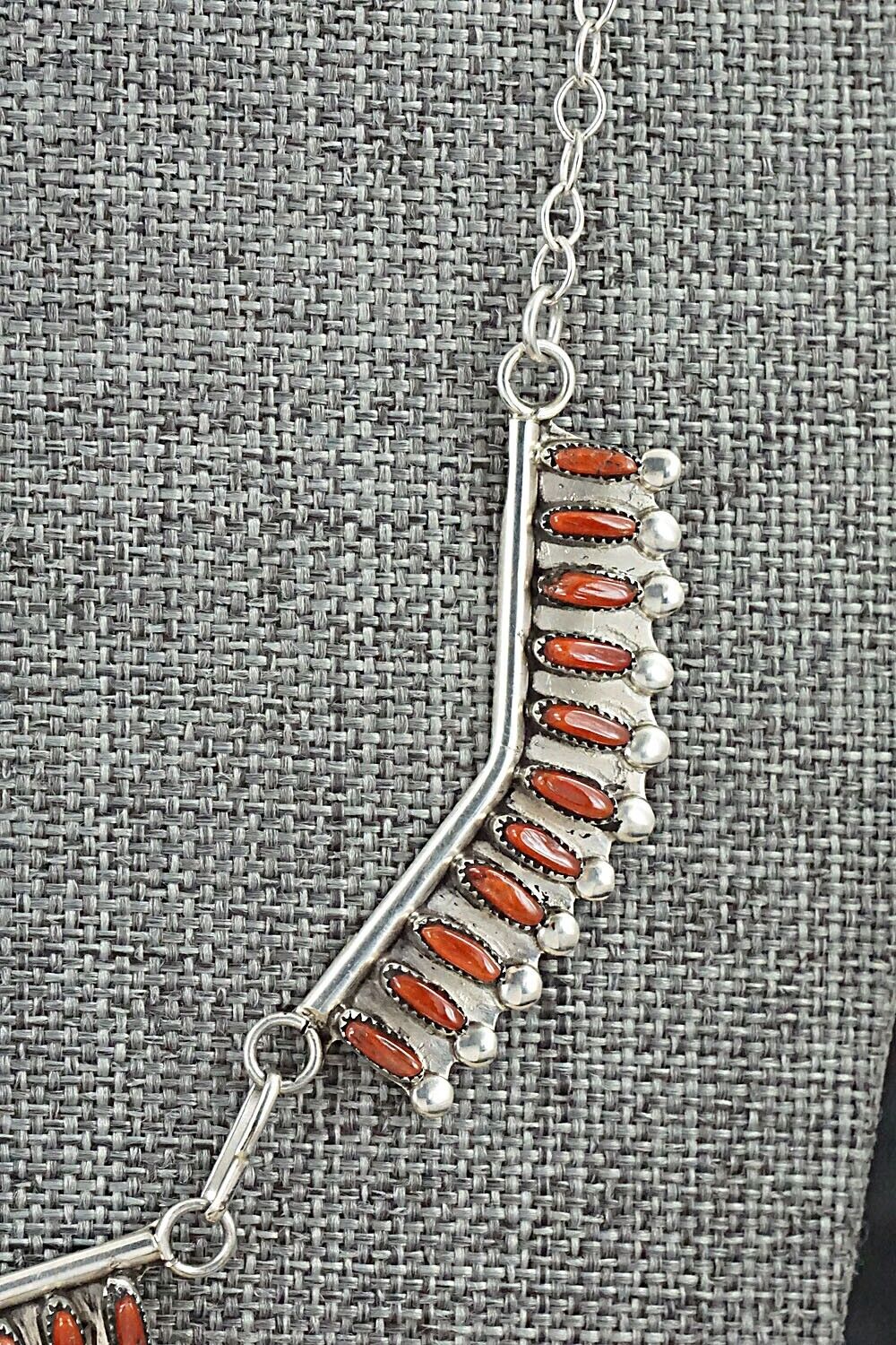 Coral & Sterling Silver Necklace Set - M. Solomon - Image 5