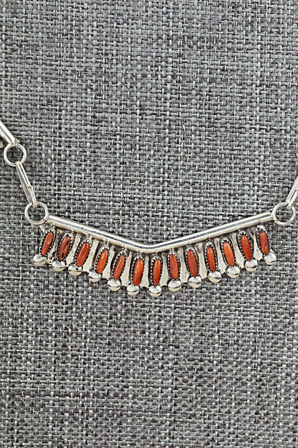 Coral & Sterling Silver Necklace Set - M. Solomon - Image 6