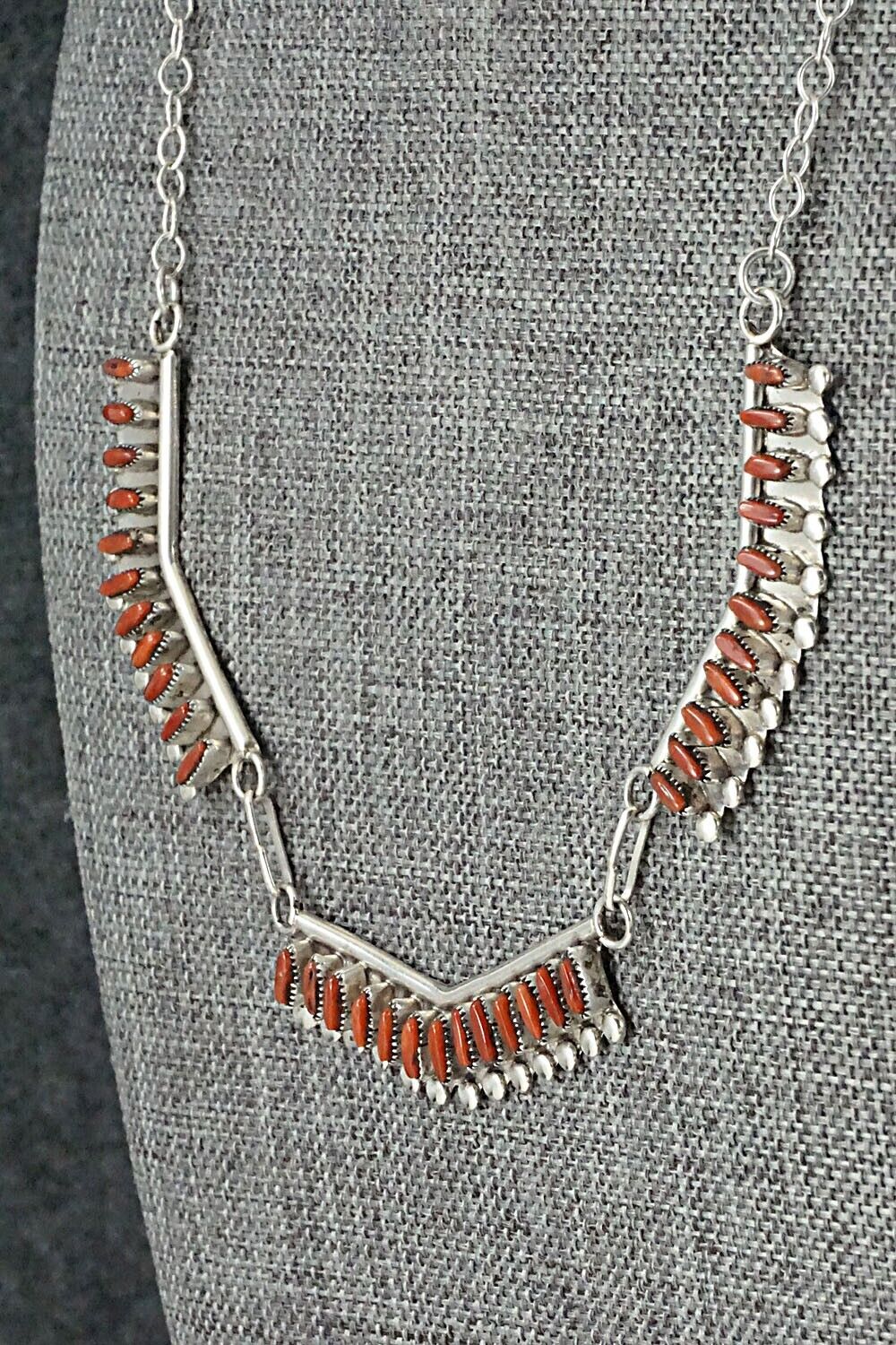 Coral & Sterling Silver Necklace Set - M. Solomon - Image 7