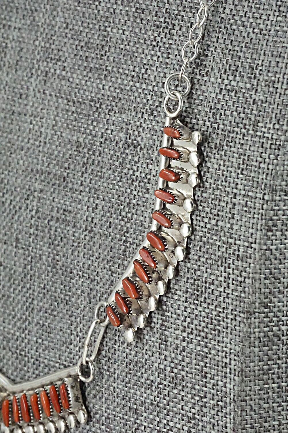 Coral & Sterling Silver Necklace Set - M. Solomon - Image 8