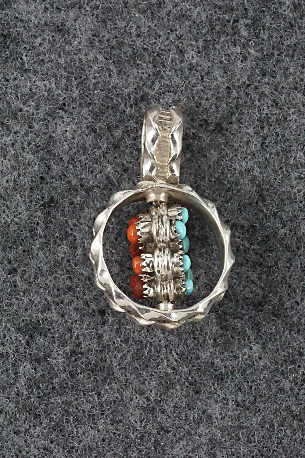 Coral, Turquoise & Sterling Silver Pendant - Wayne Johnson - Image 3