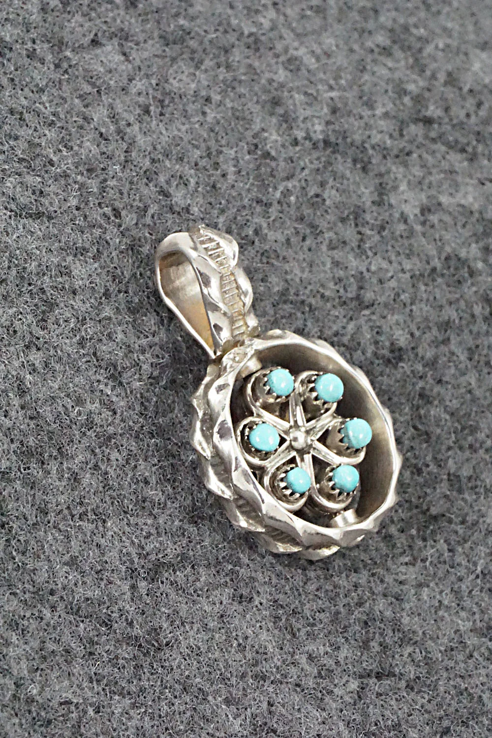 Coral, Turquoise & Sterling Silver Pendant - Wayne Johnson - Image 4