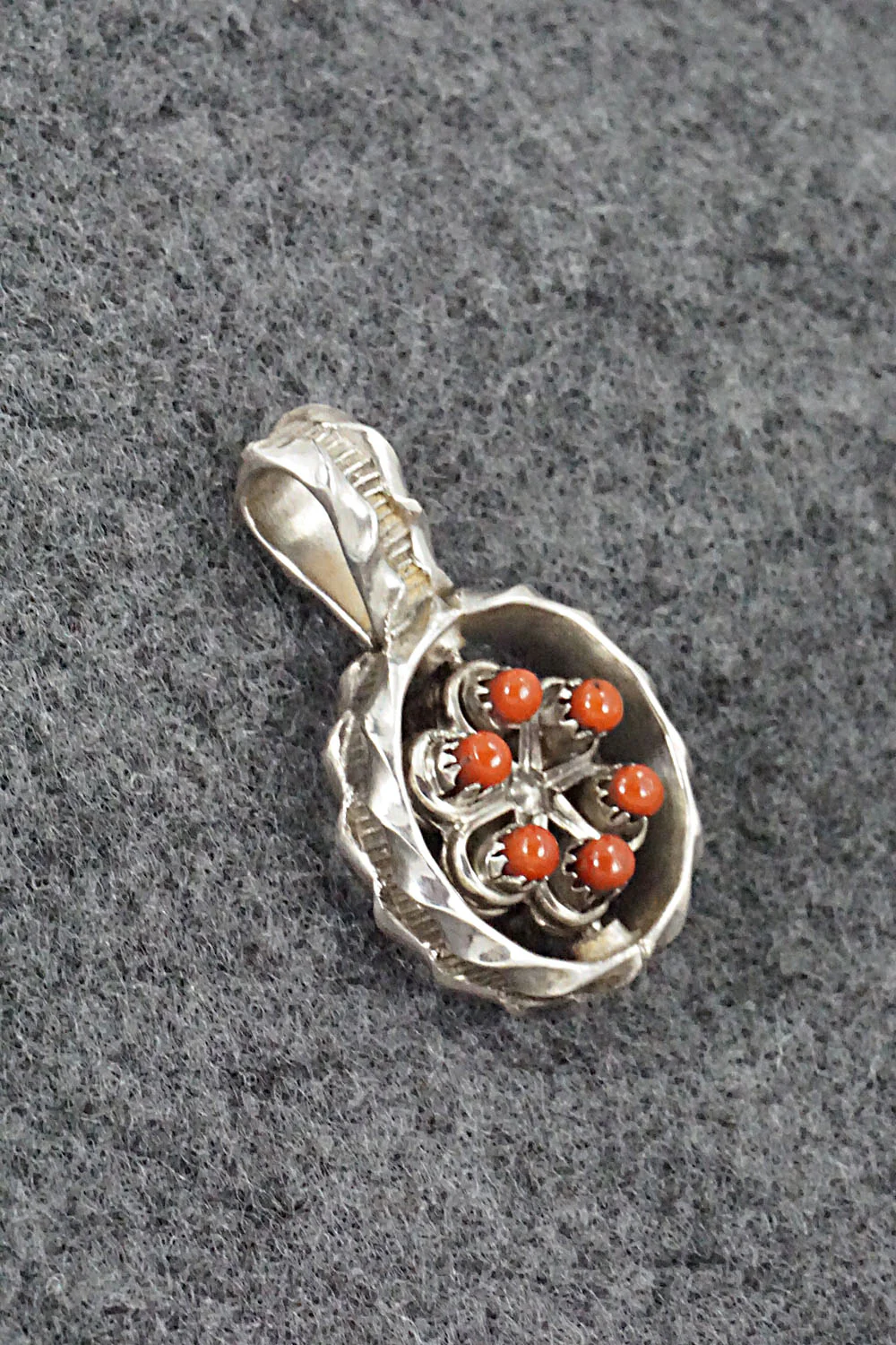 Coral, Turquoise & Sterling Silver Pendant - Wayne Johnson - Image 5