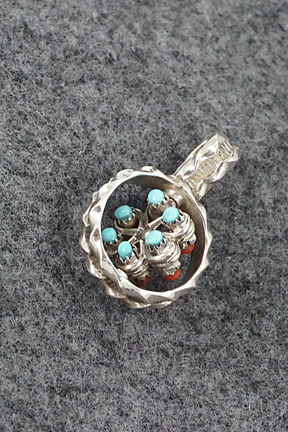 Coral, Turquoise & Sterling Silver Pendant - Wayne Johnson - Image 6