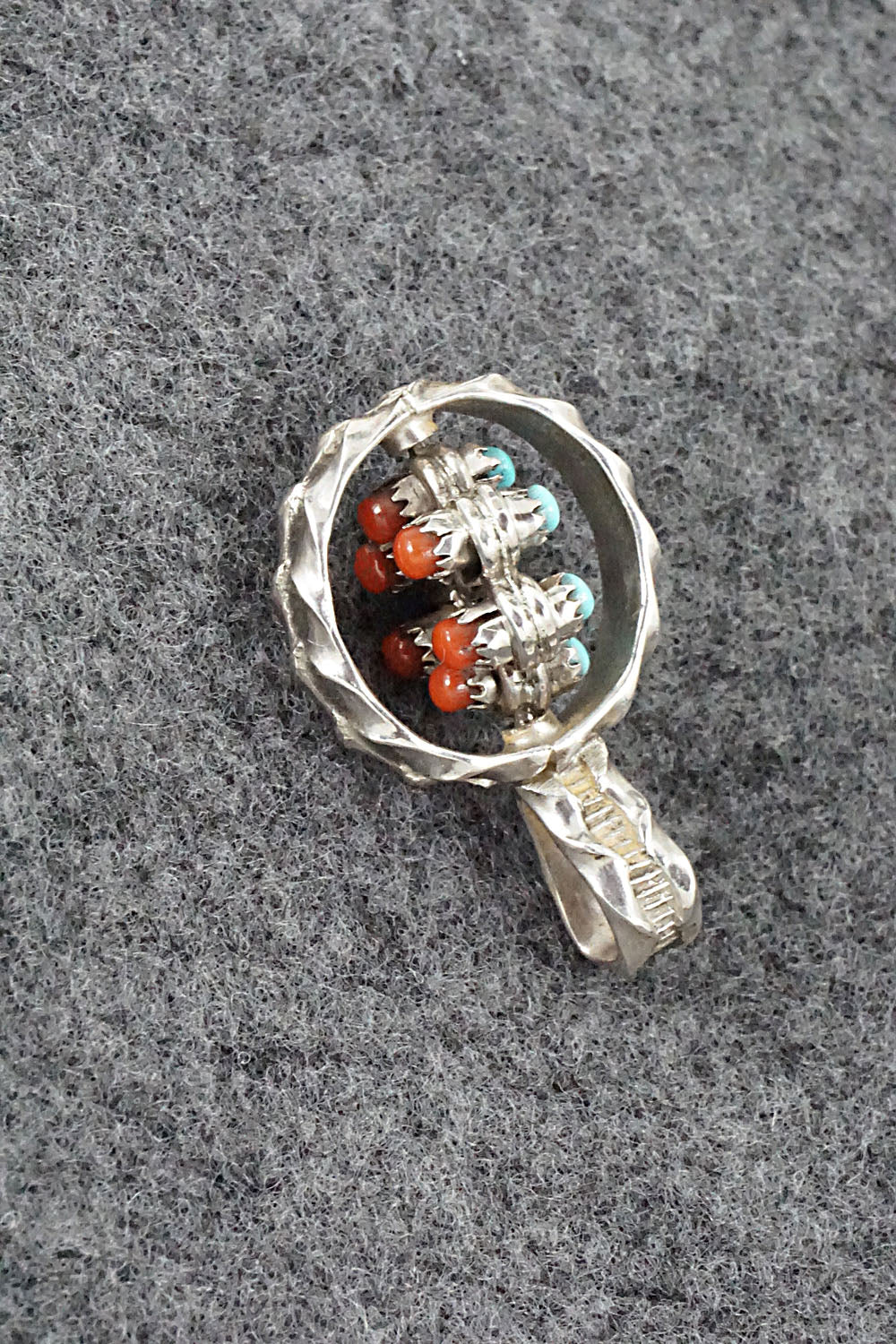 Coral, Turquoise & Sterling Silver Pendant - Wayne Johnson - Image 7