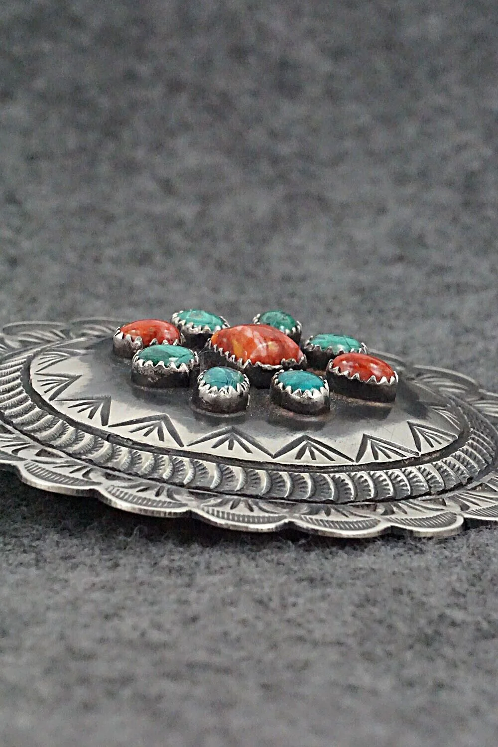 Malachite, Spiny Oyster & Sterling Silver Pendant - Shawn Cayatineto - Image 7