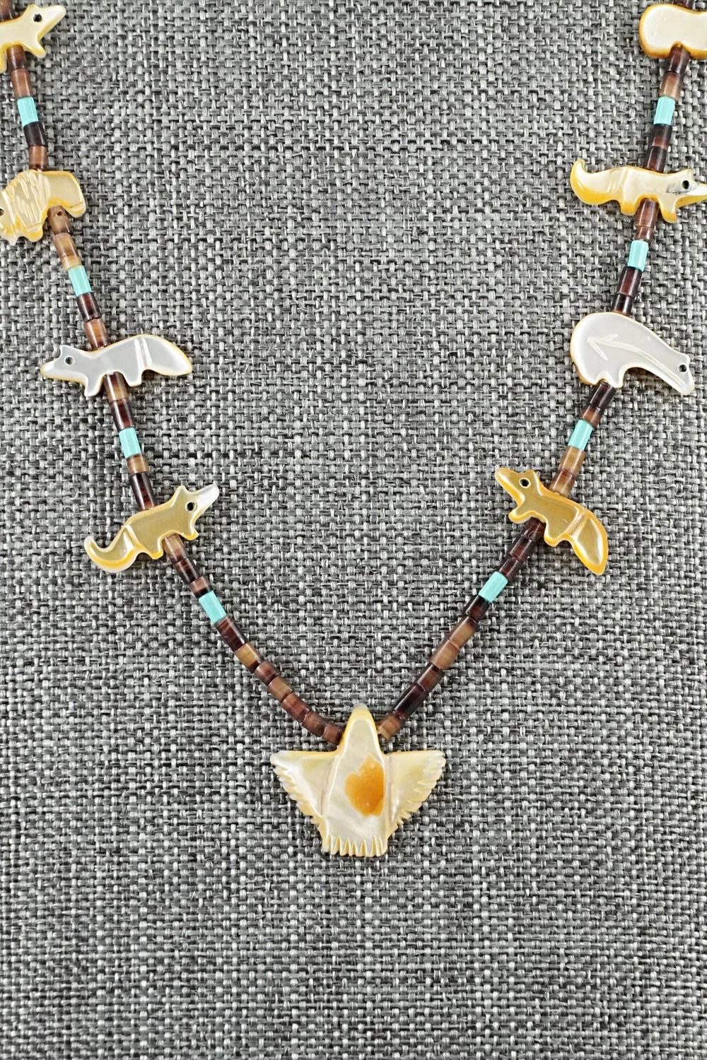 Multi-Stone Fetish Carving & Sterling Silver Necklace - Hector Goodluck - Image 4