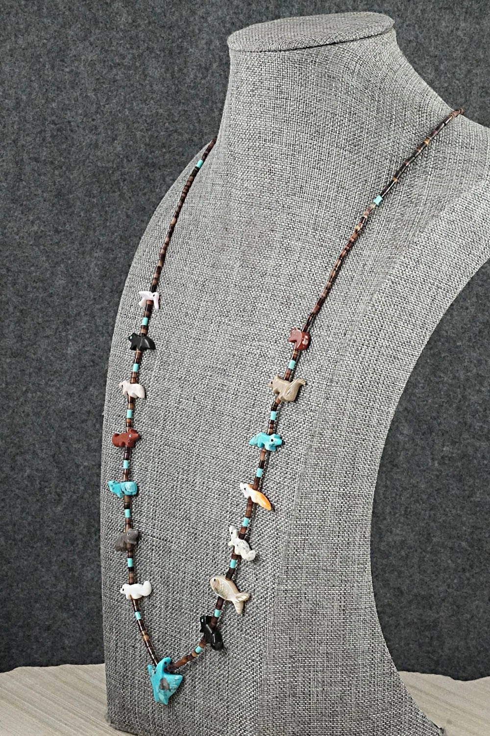 Multi-Stone Fetish Carving & Sterling Silver Necklace - Hector Goodluck - Image 3