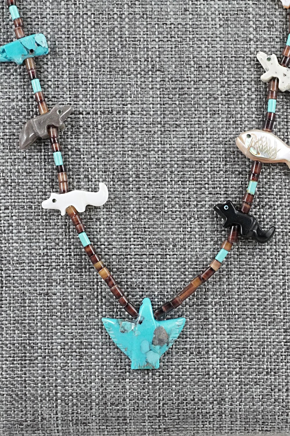 Multi-Stone Fetish Carving & Sterling Silver Necklace - Hector Goodluck - Image 4