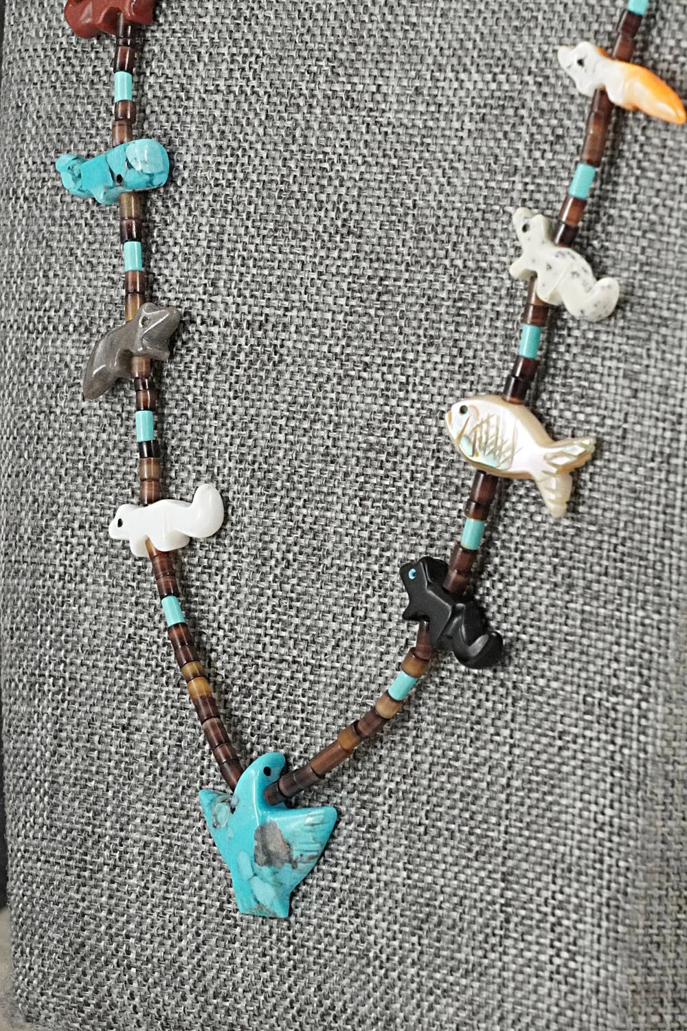 Multi-Stone Fetish Carving & Sterling Silver Necklace - Hector Goodluck - Image 7