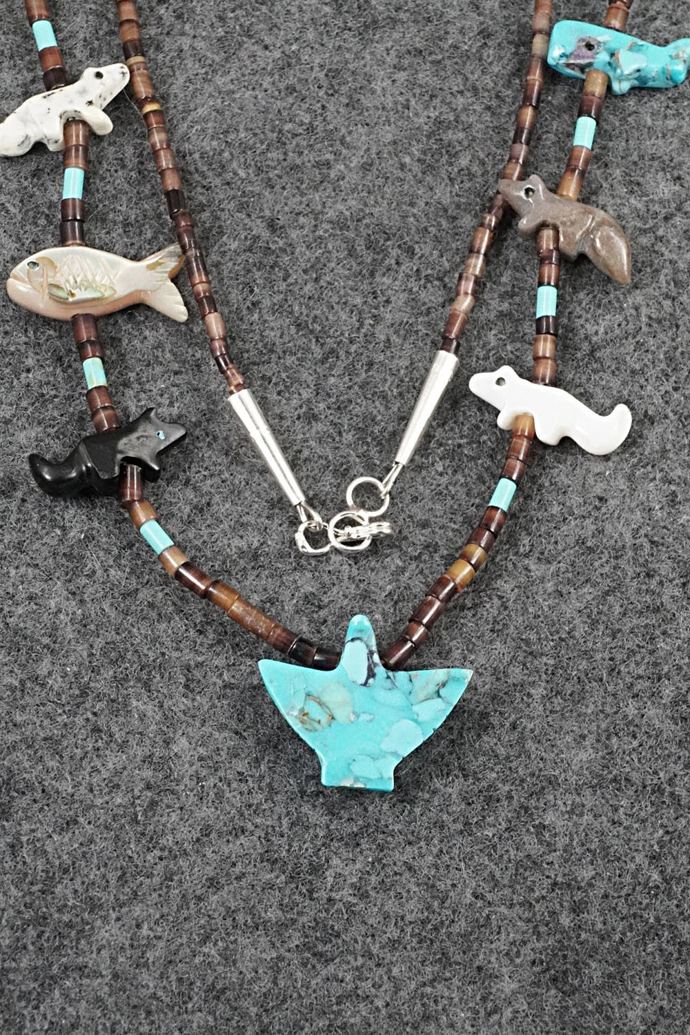 Multi-Stone Fetish Carving & Sterling Silver Necklace - Hector Goodluck - Image 8