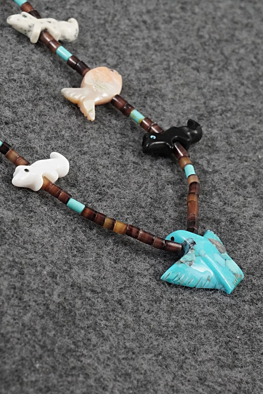 Multi-Stone Fetish Carving & Sterling Silver Necklace - Hector Goodluck - Image 9