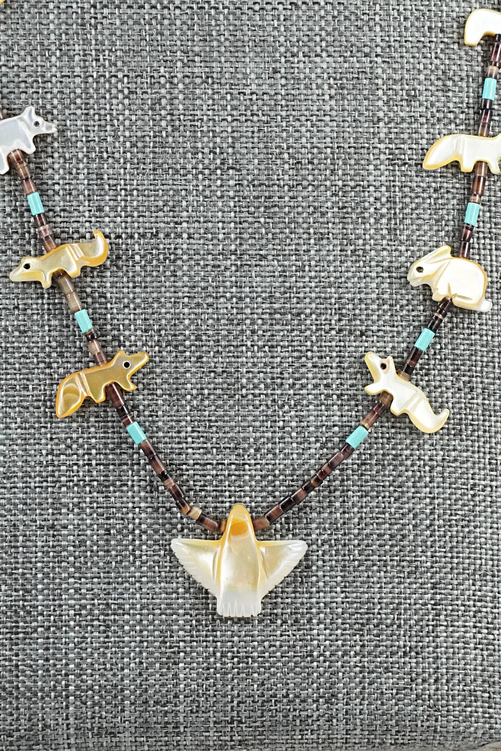 Multi-Stone Fetish Carving & Sterling Silver Necklace - Hector Goodluck - Image 4