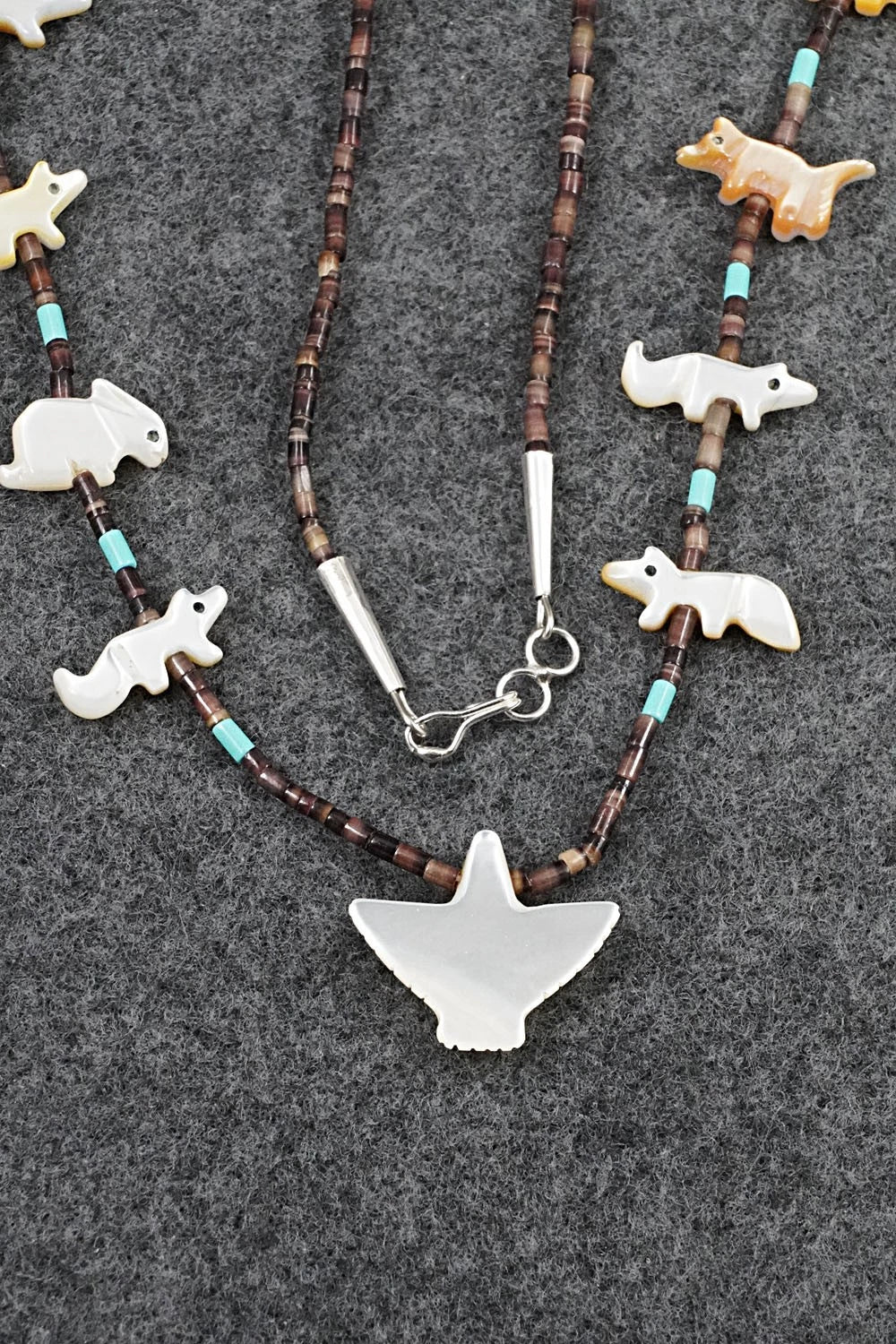 Multi-Stone Fetish Carving & Sterling Silver Necklace - Hector Goodluck - Image 8