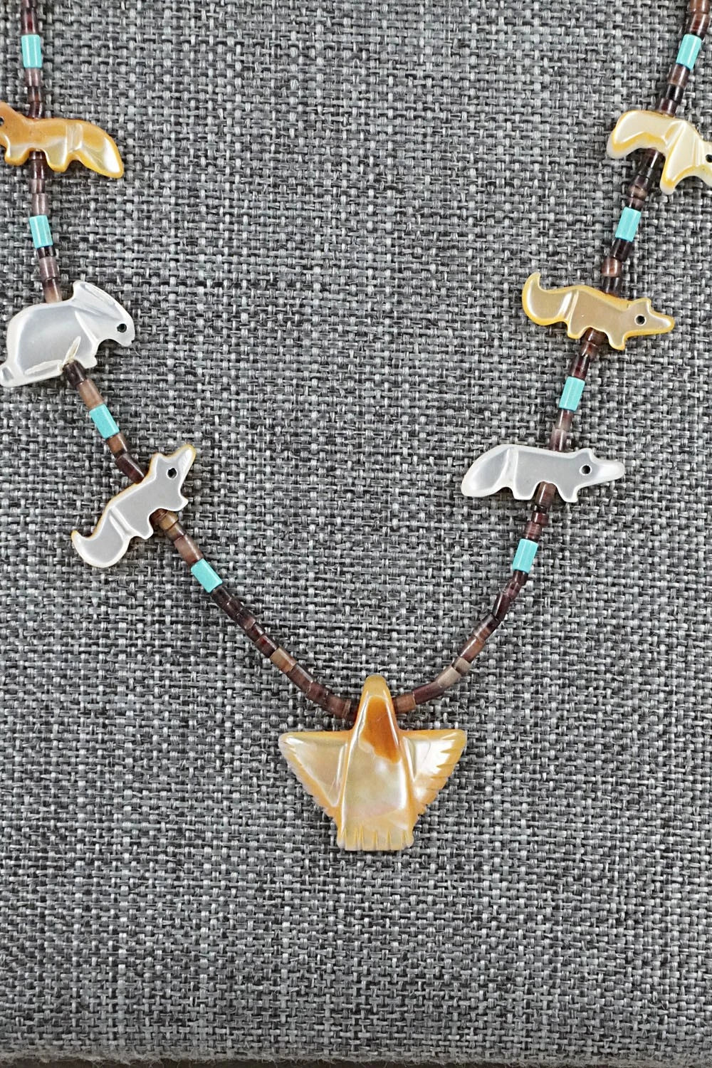 Multi-Stone Fetish Carving & Sterling Silver Necklace - Hector Goodluck - Image 4