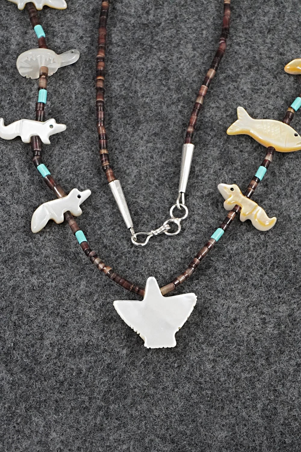 Multi-Stone Fetish Carving & Sterling Silver Necklace - Hector Goodluck - Image 8