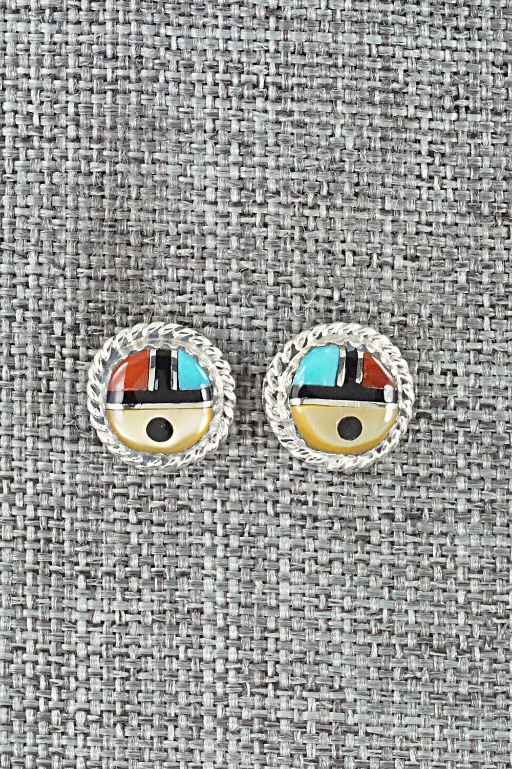 Multi Stone Inlay & Sterling Silver Earrings - Elvira Kiyite - Image 8