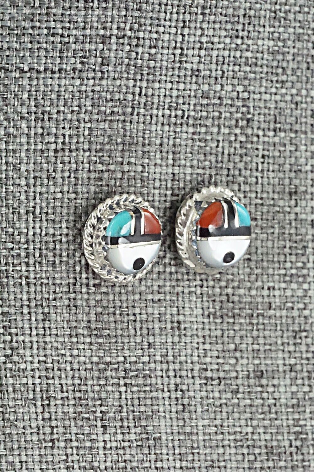 Multi Stone Inlay & Sterling Silver Earrings - Elvira Kiyite - Image 4