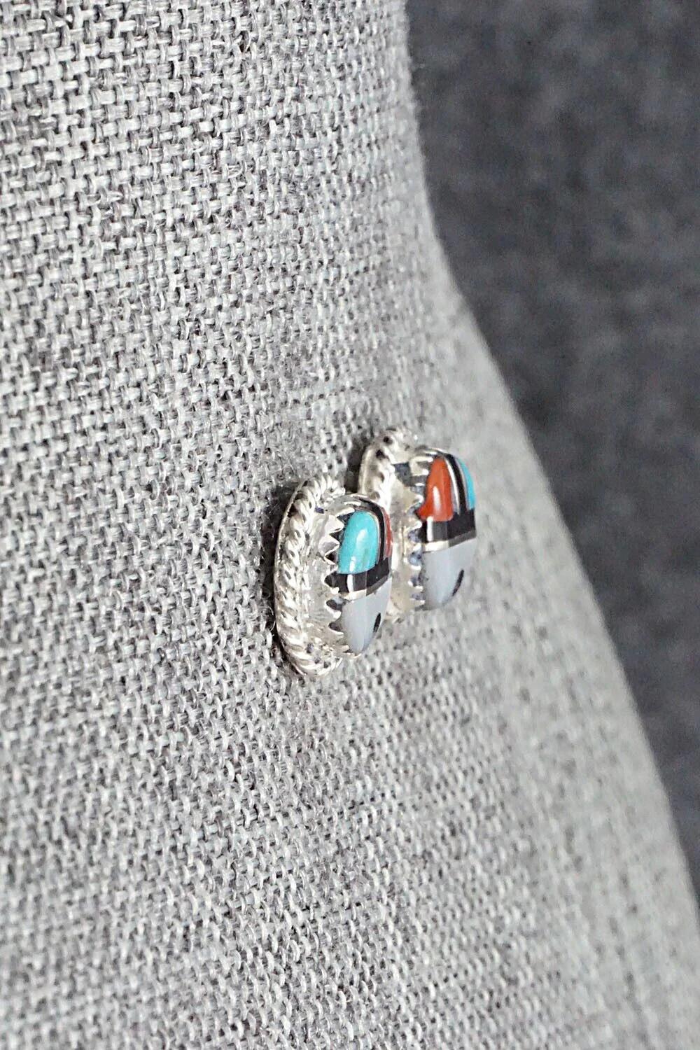 Multi Stone Inlay & Sterling Silver Earrings - Elvira Kiyite - Image 5