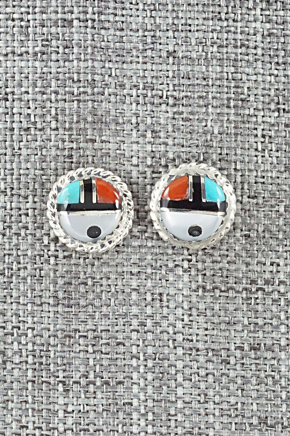 Multi Stone Inlay & Sterling Silver Earrings - Elvira Kiyite - Image 7