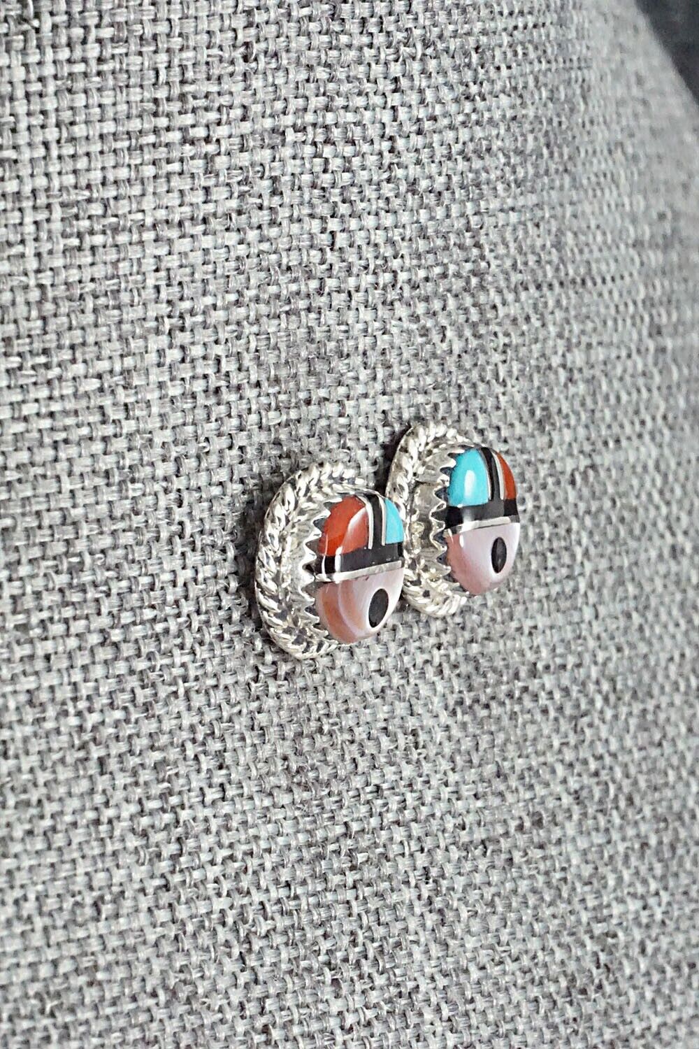 Multi Stone Inlay & Sterling Silver Earrings - Elvira Kiyite - Image 5