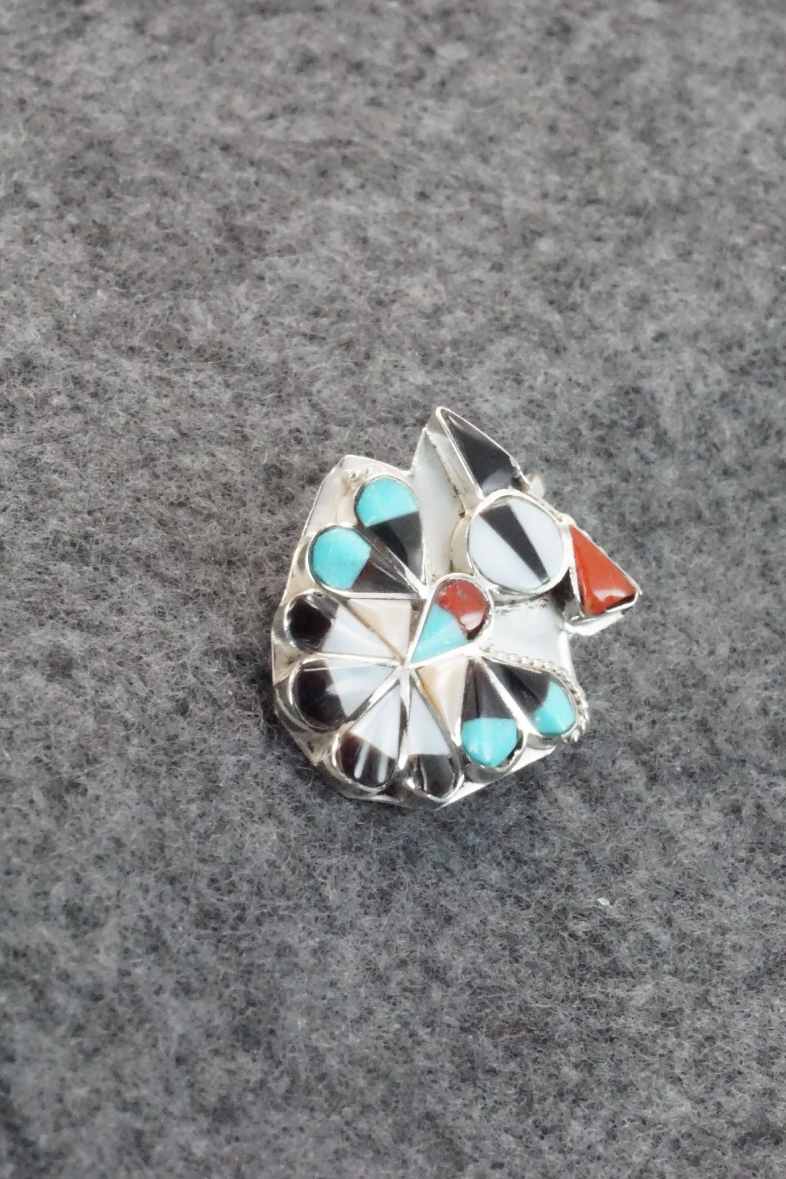 Multi Stone & Sterling Silver Inlay Pendant / Pin - Alva Nastacio - Image 4