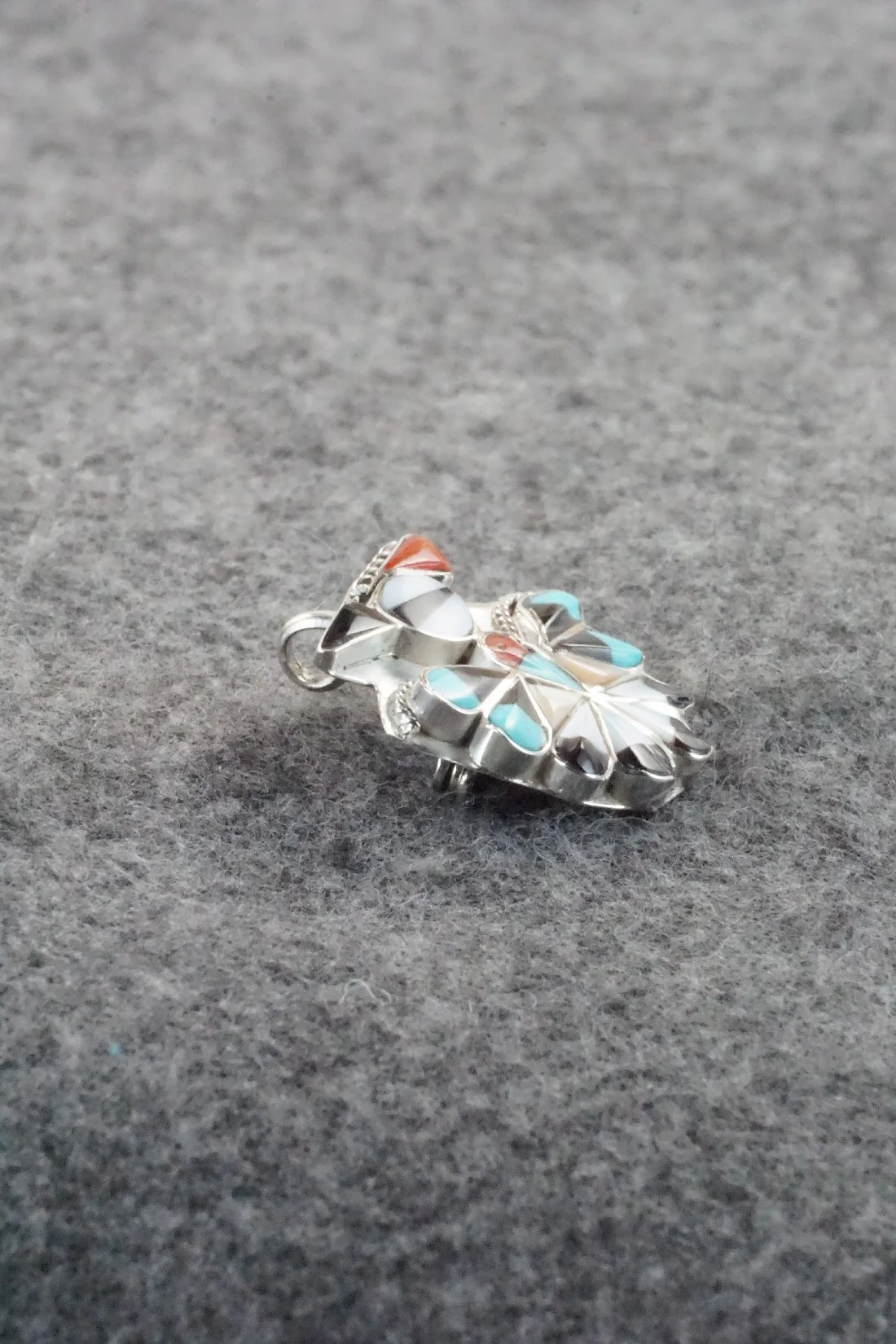 Multi Stone & Sterling Silver Inlay Pendant / Pin - Alva Nastacio - Image 5