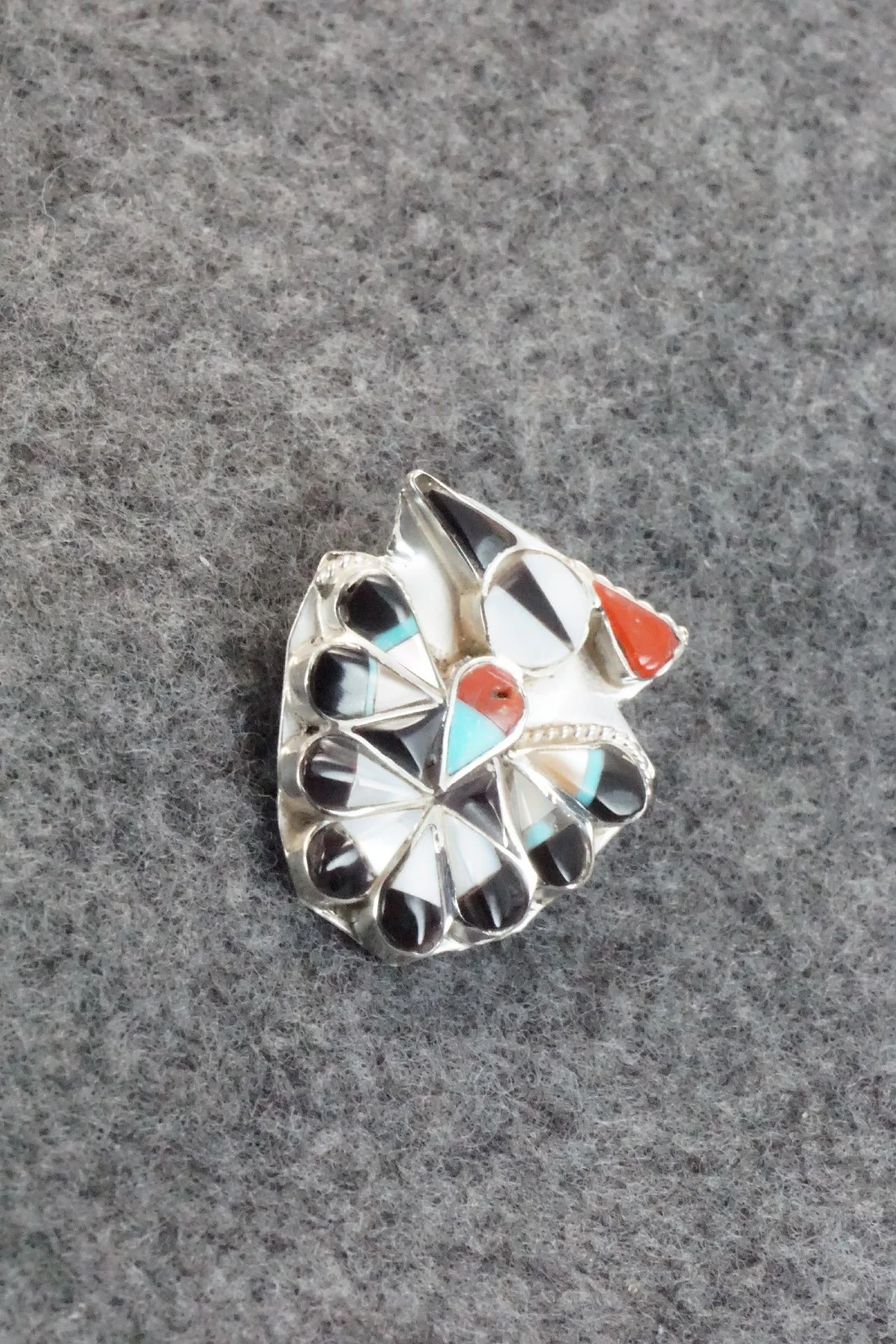 Multi Stone & Sterling Silver Inlay Pendant / Pin - Alva Nastacio - Image 4