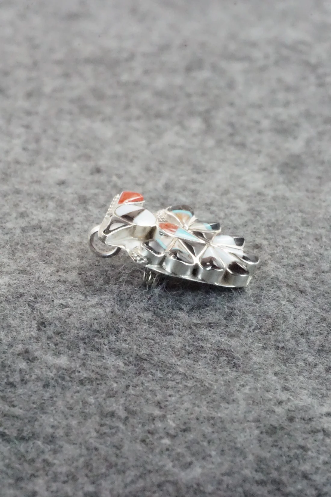 Multi Stone & Sterling Silver Inlay Pendant / Pin - Alva Nastacio - Image 7