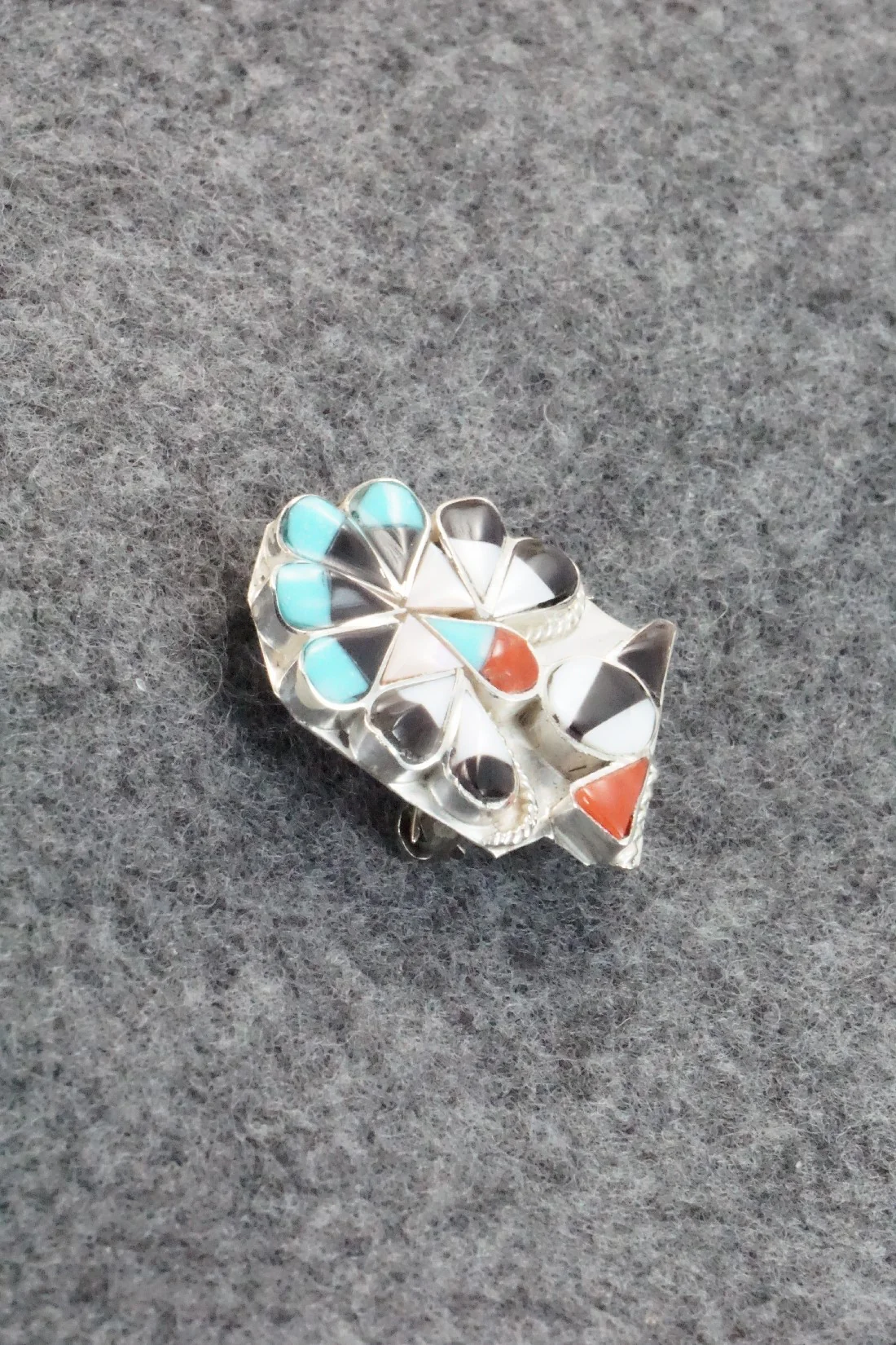 Multi Stone & Sterling Silver Inlay Pendant / Pin - Alva Nastacio - Image 3