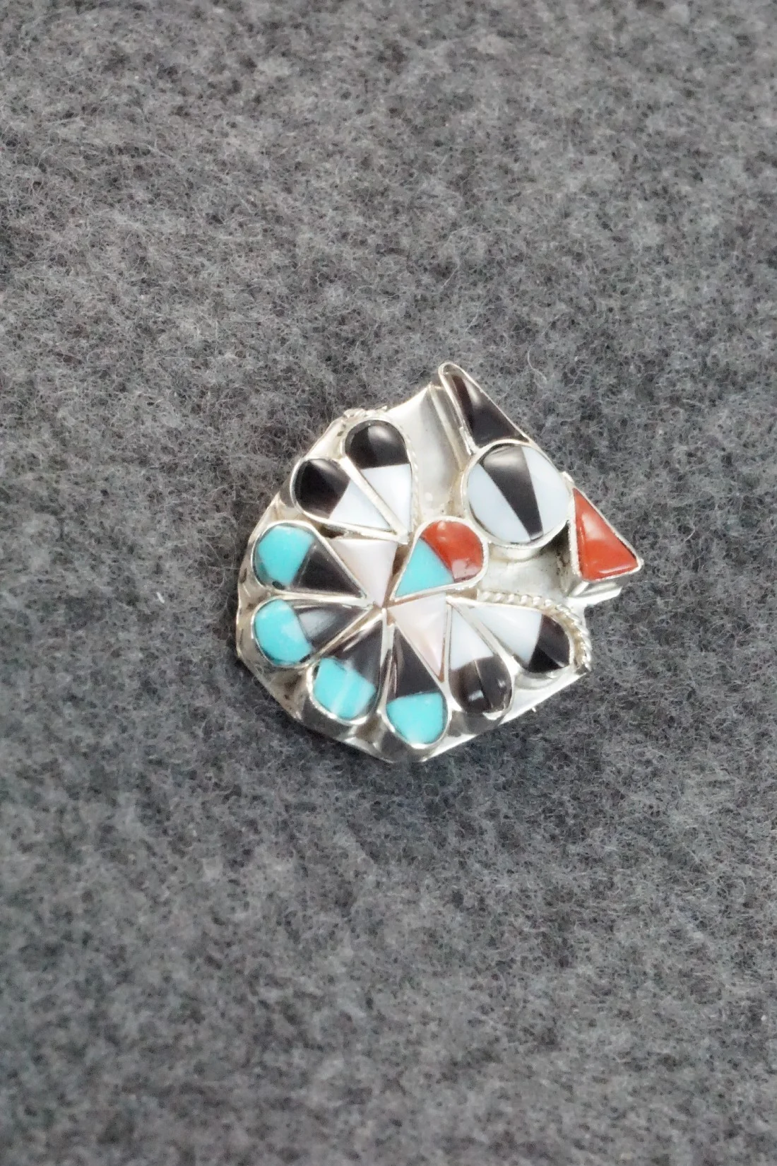 Multi Stone & Sterling Silver Inlay Pendant / Pin - Alva Nastacio - Image 4