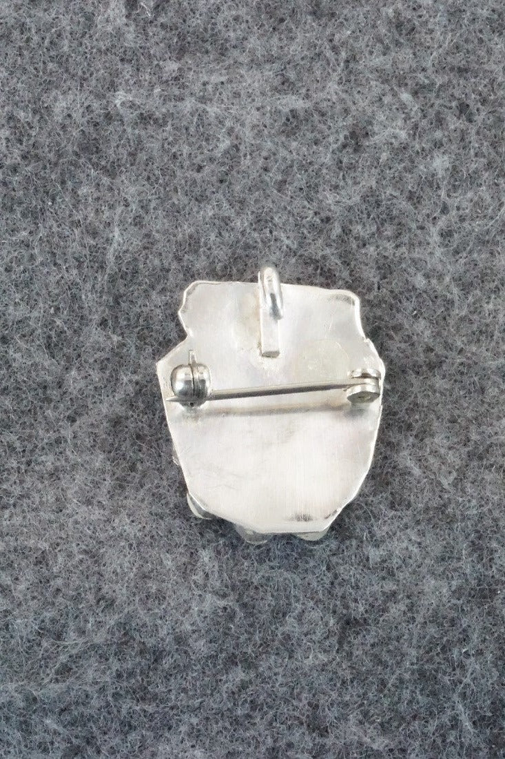 Multi Stone & Sterling Silver Inlay Pendant / Pin - Alva Nastacio - Image 5