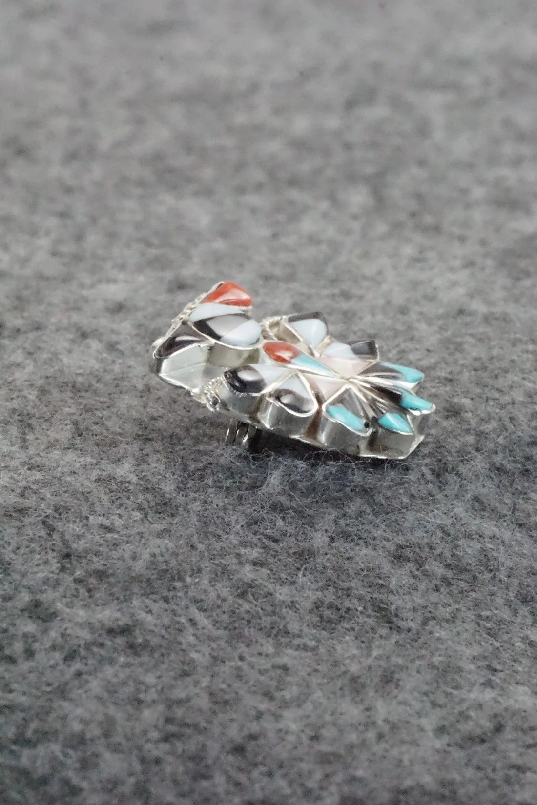 Multi Stone & Sterling Silver Inlay Pendant / Pin - Alva Nastacio - Image 7