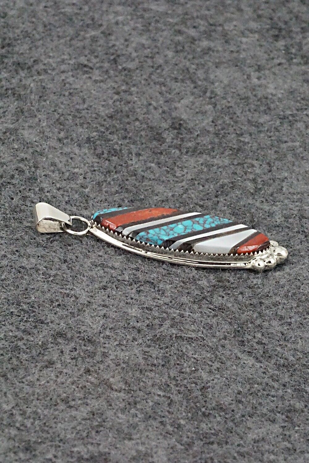 Multi-Stone & Sterling Silver Inlay Pendant - Wayne Haloo - Image 5