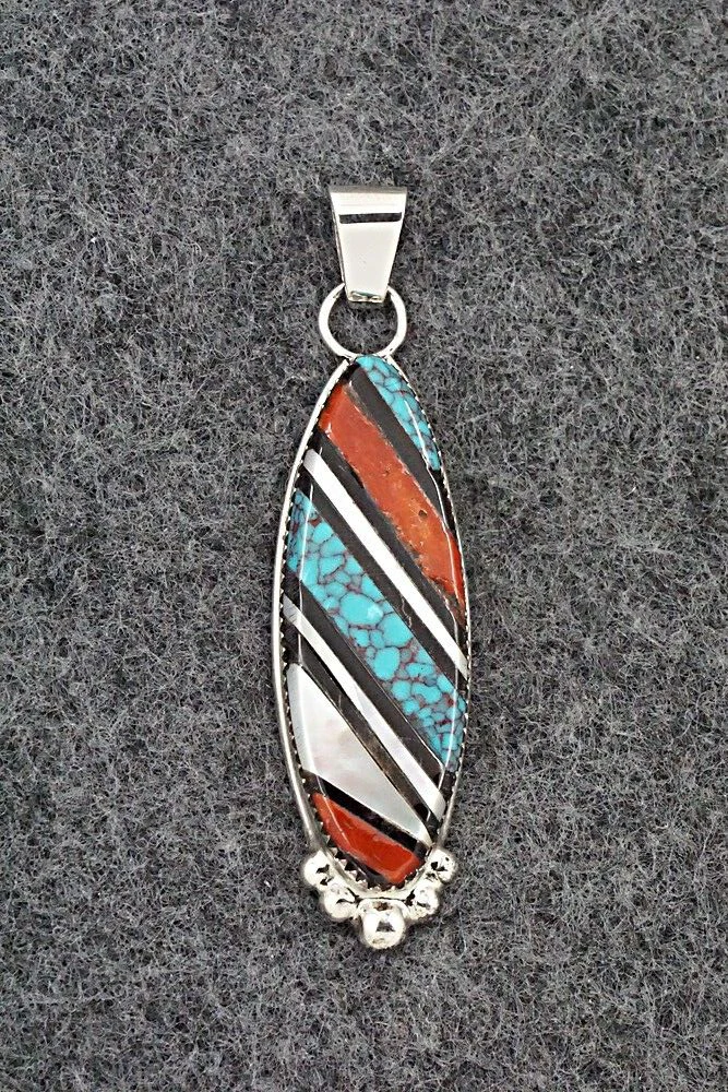Multi-Stone & Sterling Silver Inlay Pendant - Wayne Haloo - Image 7