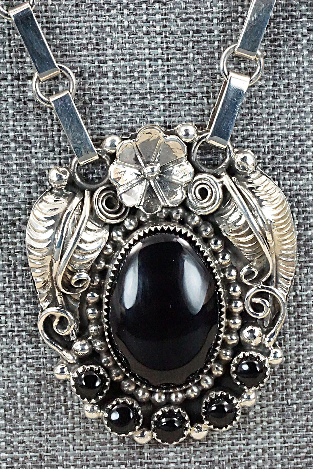 Onyx & Sterling Silver Necklace & Earrings Set - Sandra Parkett - Image 5